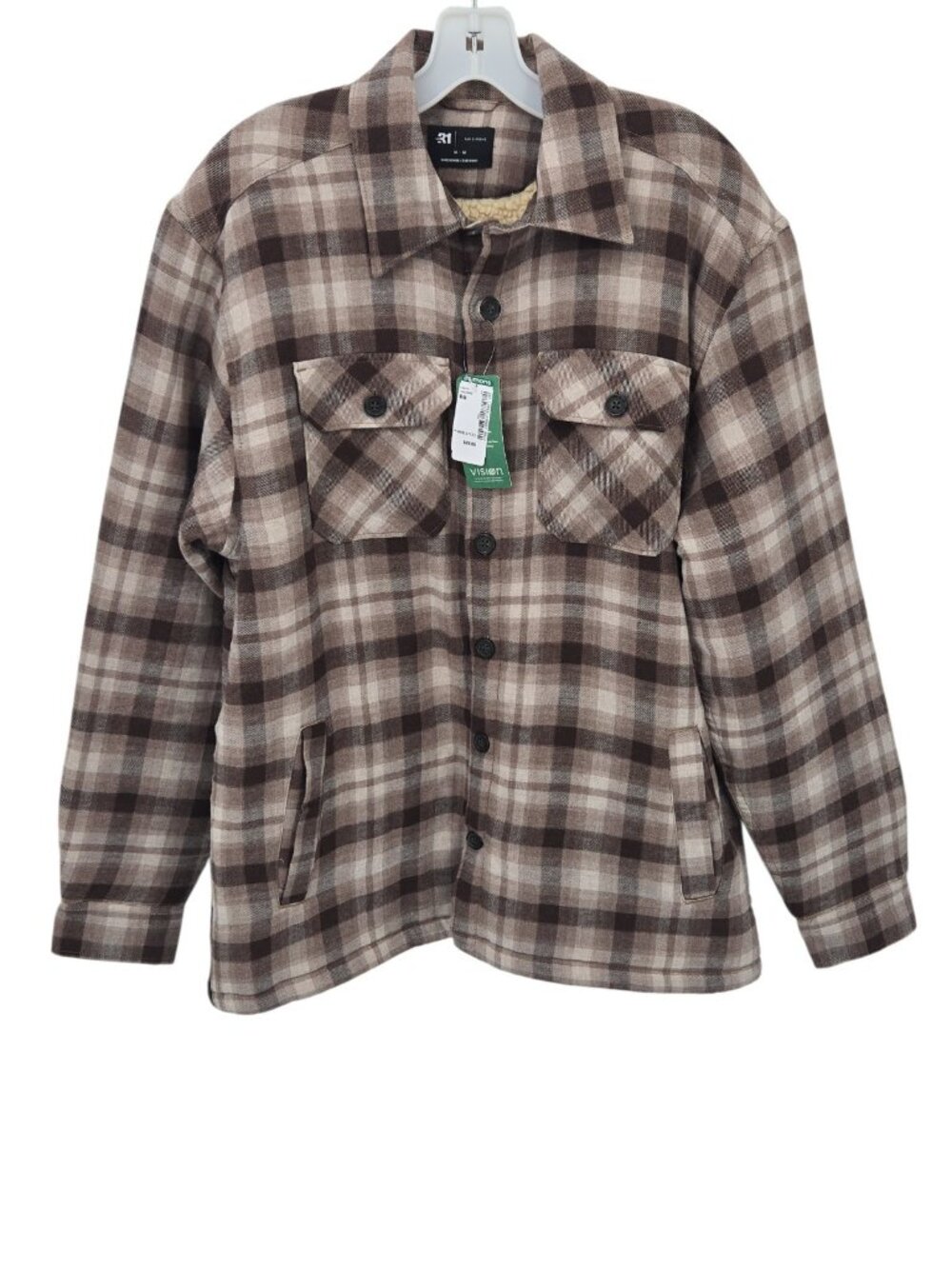 NWT Mens Plaid Sherpa Lined Overshirt M Shacket Organic Cotton Lumberjack